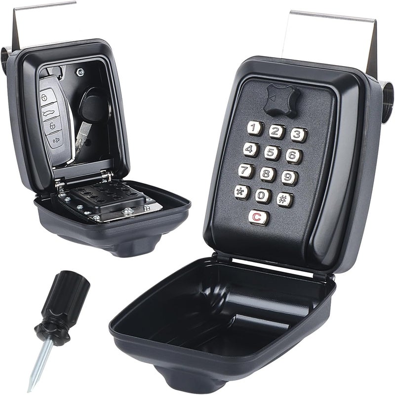 Lifronkit Car Window Lock Box for Turo, Black Portable Lockbox for Car Keys, Car Key Lock Box Fit for Ride Share, Turo, GetAround, with Sturdy Large Capacity, Protective Cover, Weather Protection - Image 1